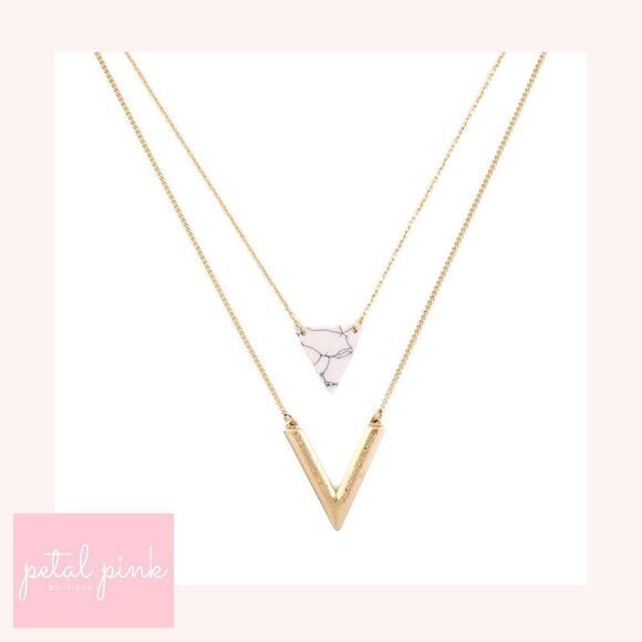 DETACHABLE - 2 Necklaces - Boho Chic Goldtone Layered Acrylic Trending - Picture 6 of 9